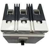 Electrical component with metallic and black design on a white background