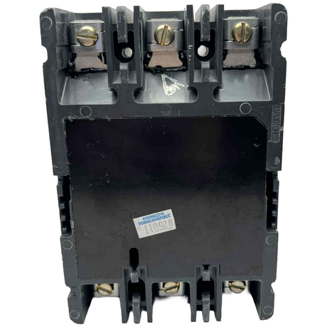 Black electrical contactor on a white background