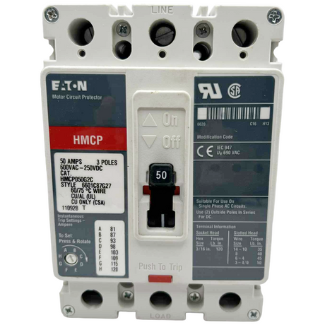 Eaton motor circuit protector with switch on a white background