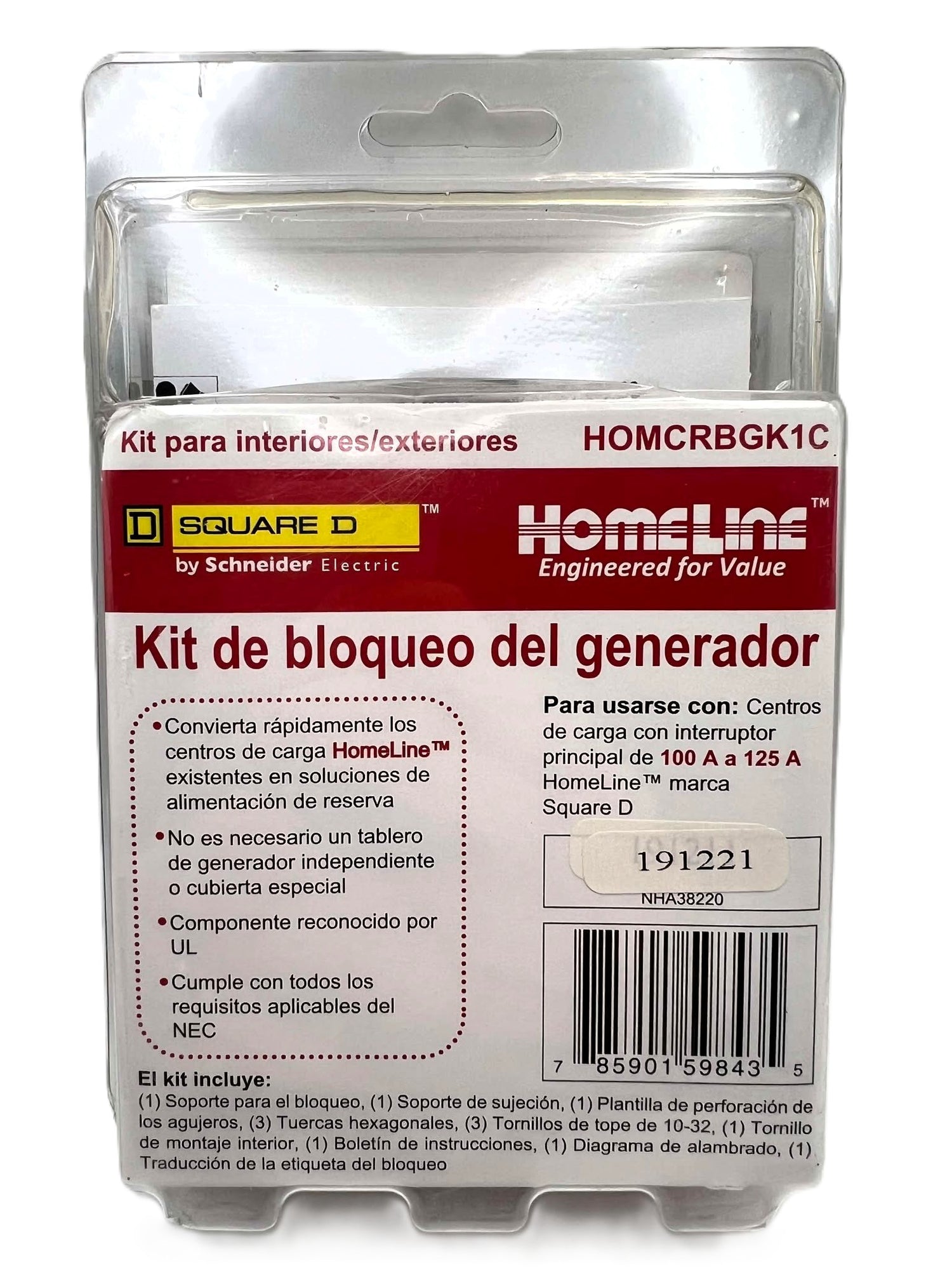 Square D Homeline Generator Interlock Indoor/Outdoor Kit