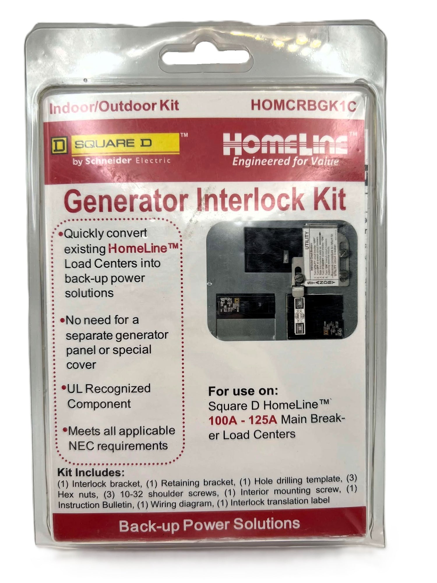 Square D Homeline Generator Interlock Indoor/Outdoor Kit