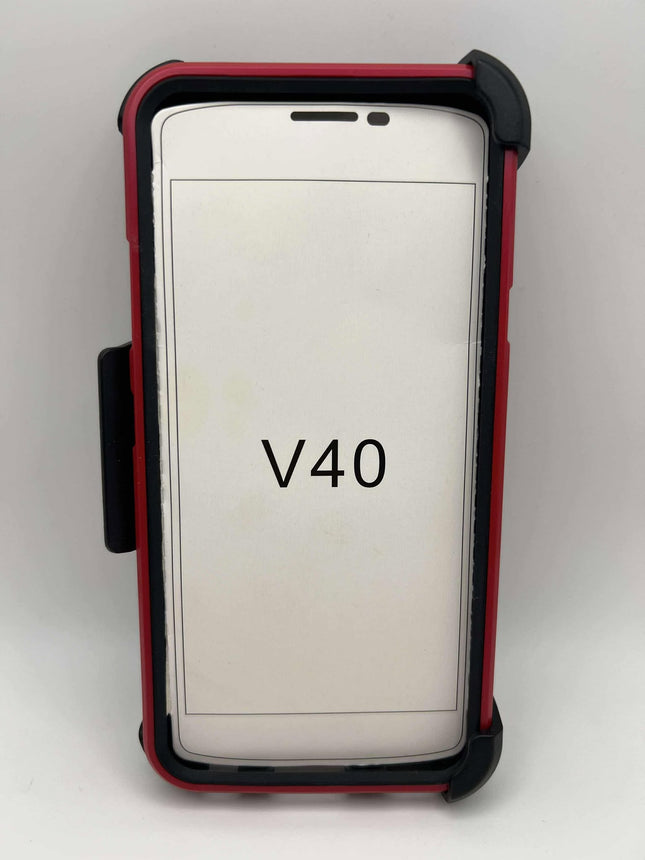 LG V40 Red and Black Phone Case with Stand and Belt Clip