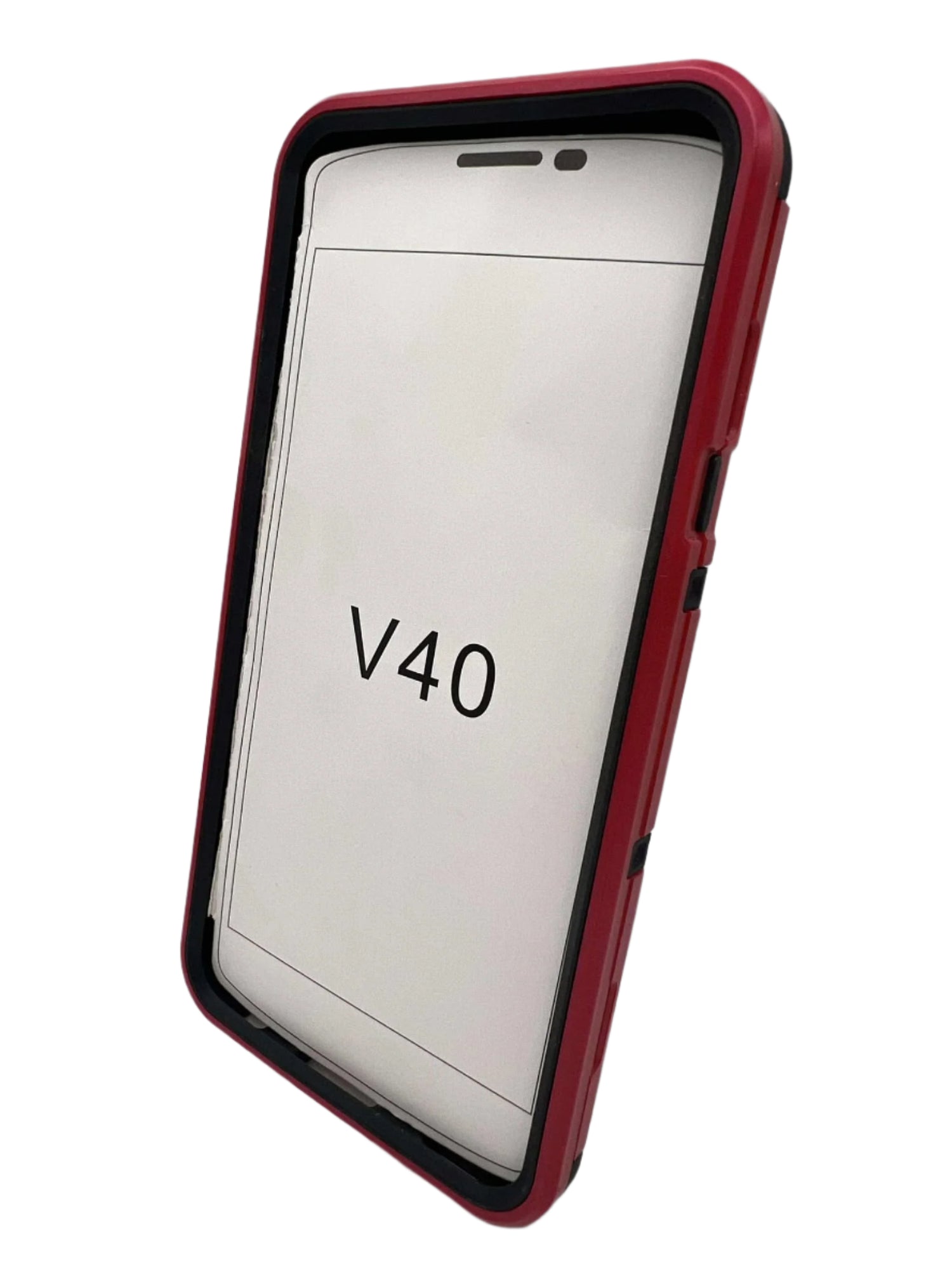 LG V40 Red and Black Phone Case with Stand and Belt Clip