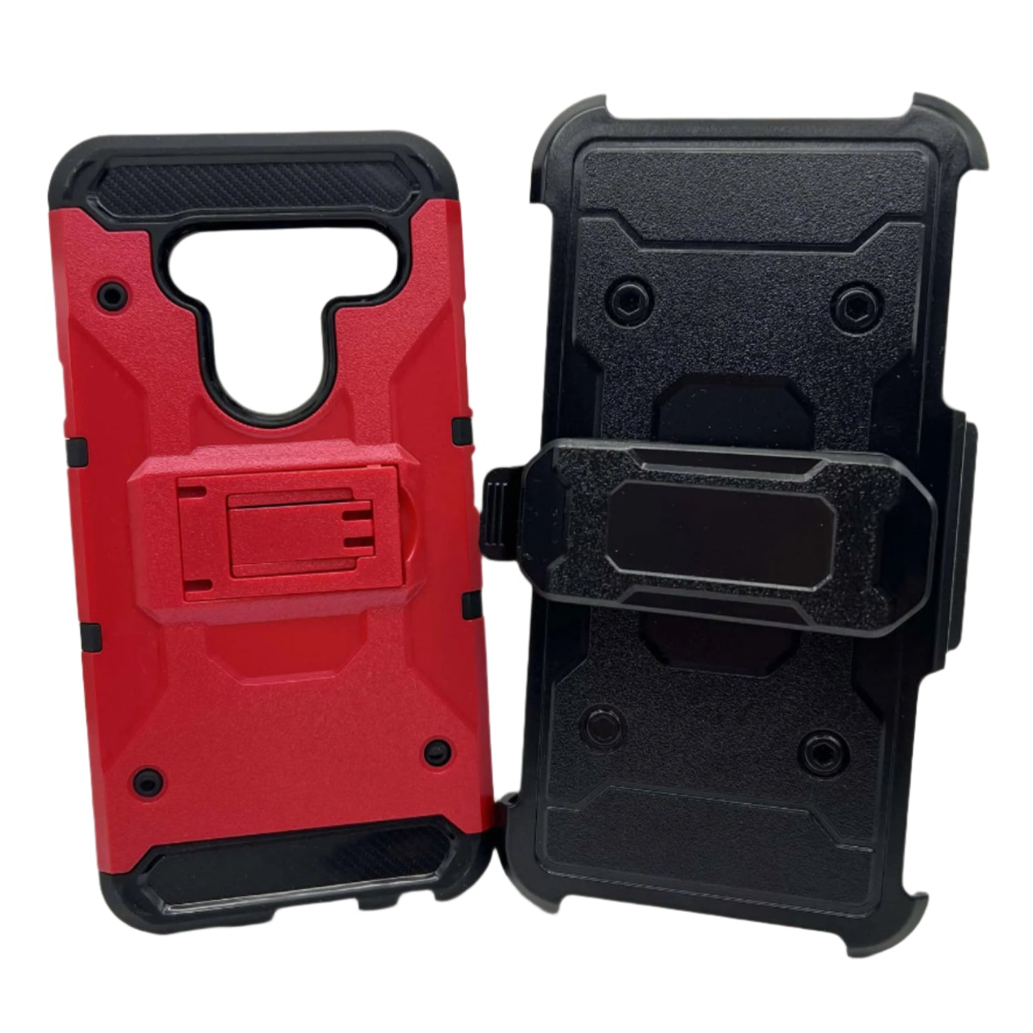 LG V40 Red and Black Phone Case with Stand and Belt Clip