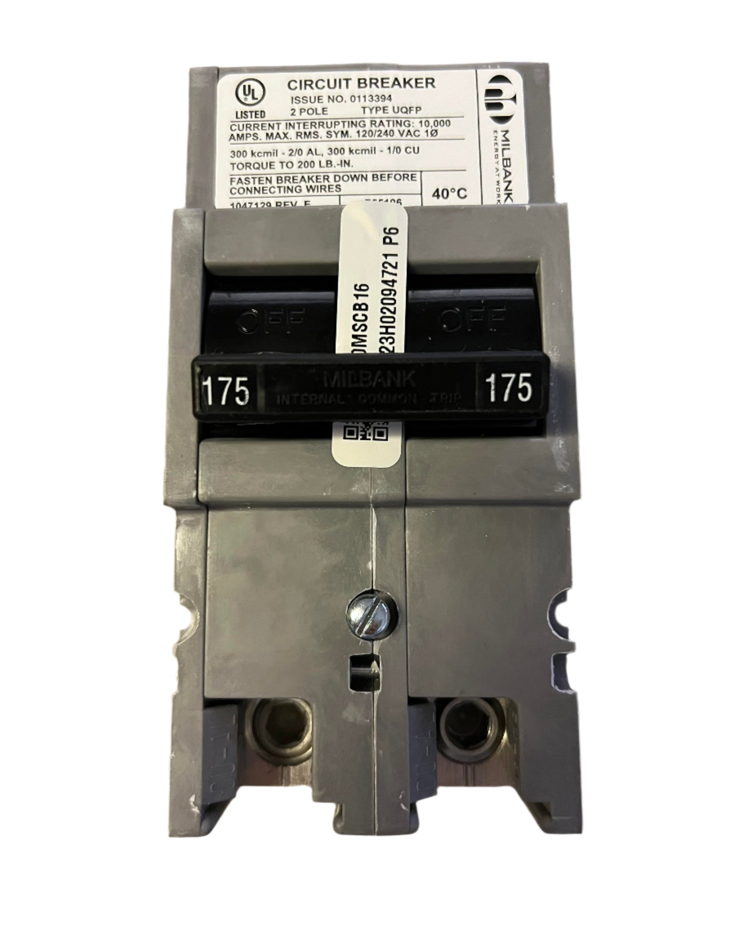 Milbank UQFP175 - 175 Amp Plug-In Main Circuit Breaker