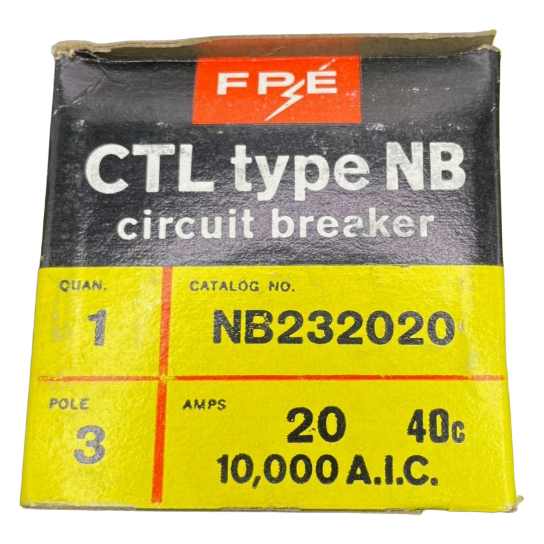 Packaged circuit breaker with FPE branding on a white background
