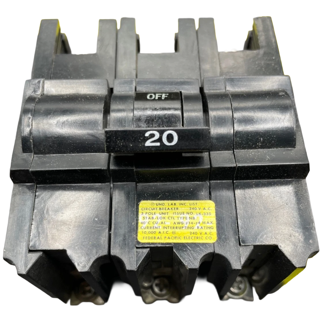 Electrical breaker with 'OFF' and '20' markings on a white background