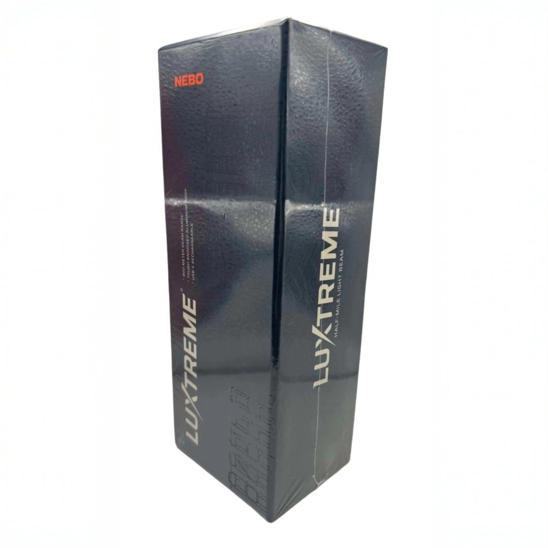 Dark gray box with 'Luxtreme' branding on a white background