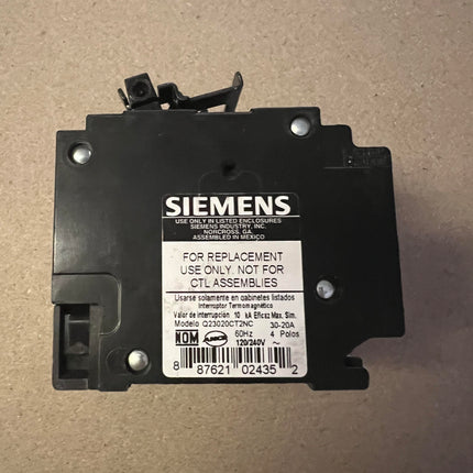 Siemens Q23020CT2NC - 20 Amp/30 Amp Quad Circuit Breaker