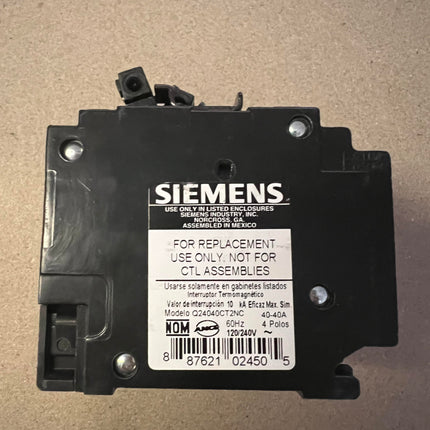 Siemens Q24040CT2NC - 40 Amp Quad Circuit Breaker