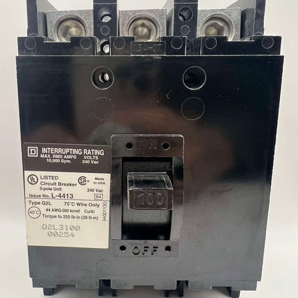 Square D Q2L3100 - 100 Amp Circuit Breaker