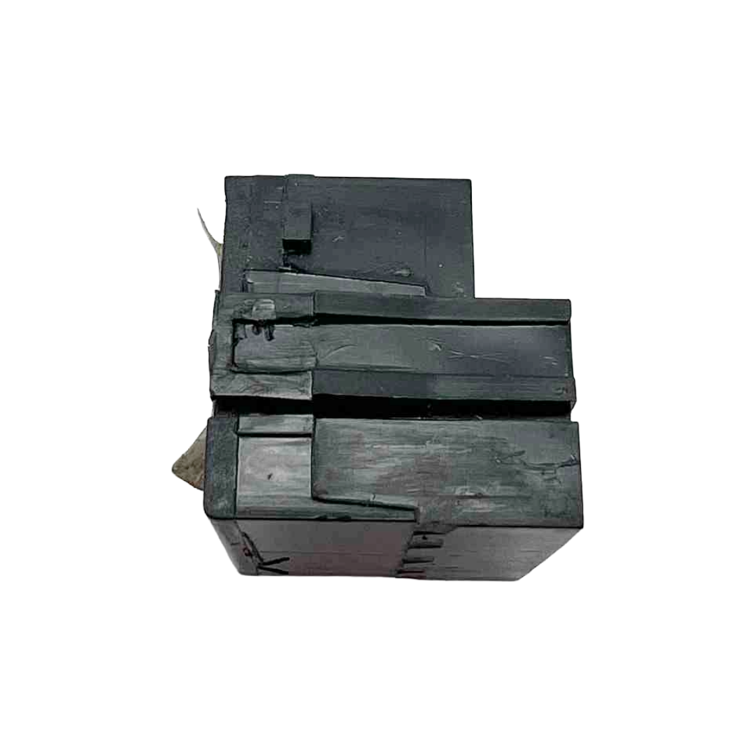 Set of black metal blocks on a white background