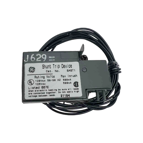 Shunt trip device with GE logo on a white background