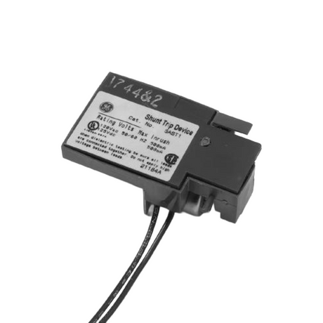 Electrical component with visible model number and certification labels on a white background