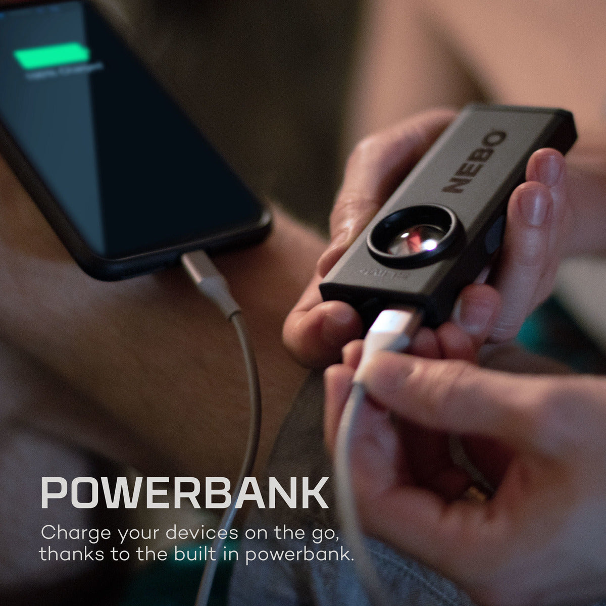 NEBO Slim+ 700 Lumen Rechargeable Pocket Light with Red Laser Pointer and Power Bank