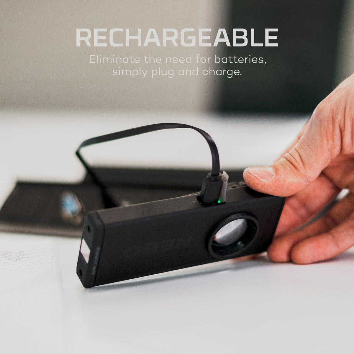 NEBO Slim+ 700 Lumen Rechargeable Pocket Light with Red Laser Pointer and Power Bank