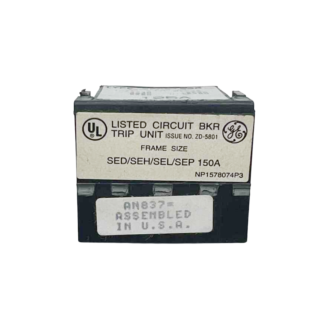 Circuit breaker with UL and GE branding on a white background