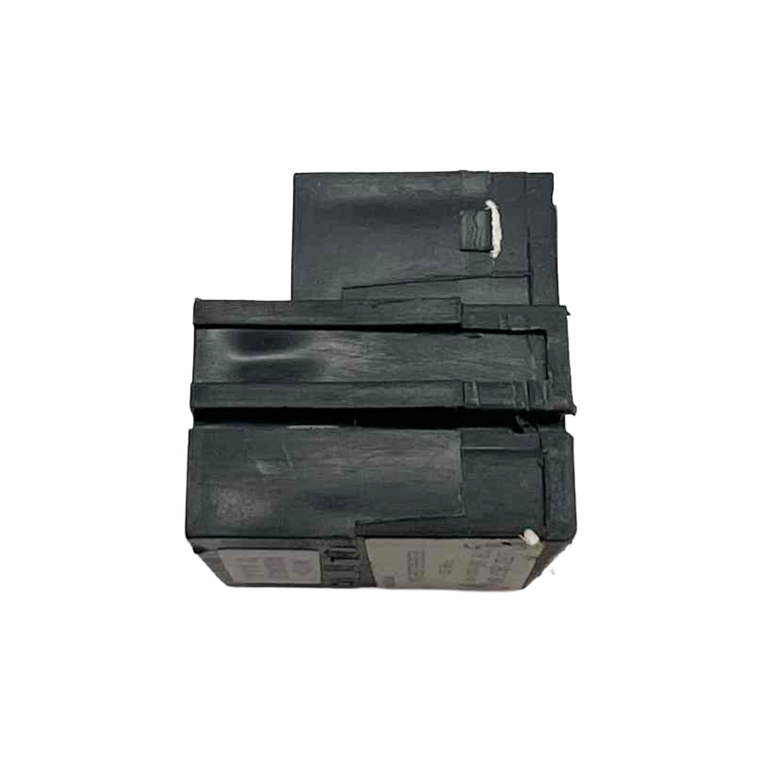 Stack of black batteries on a white background