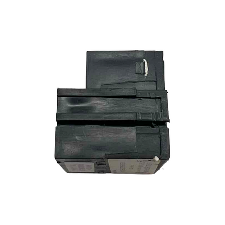 Stack of black batteries on a white background