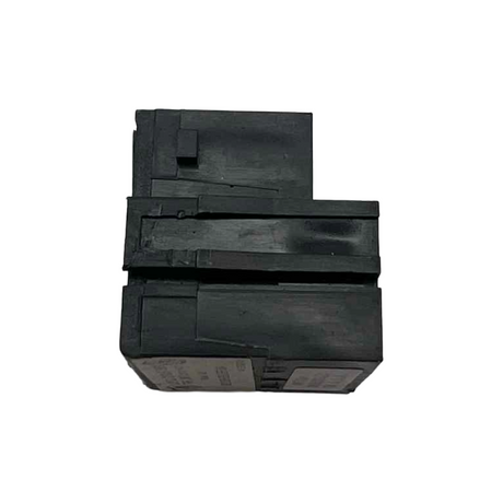 Three black rectangular objects stacked on a white background
