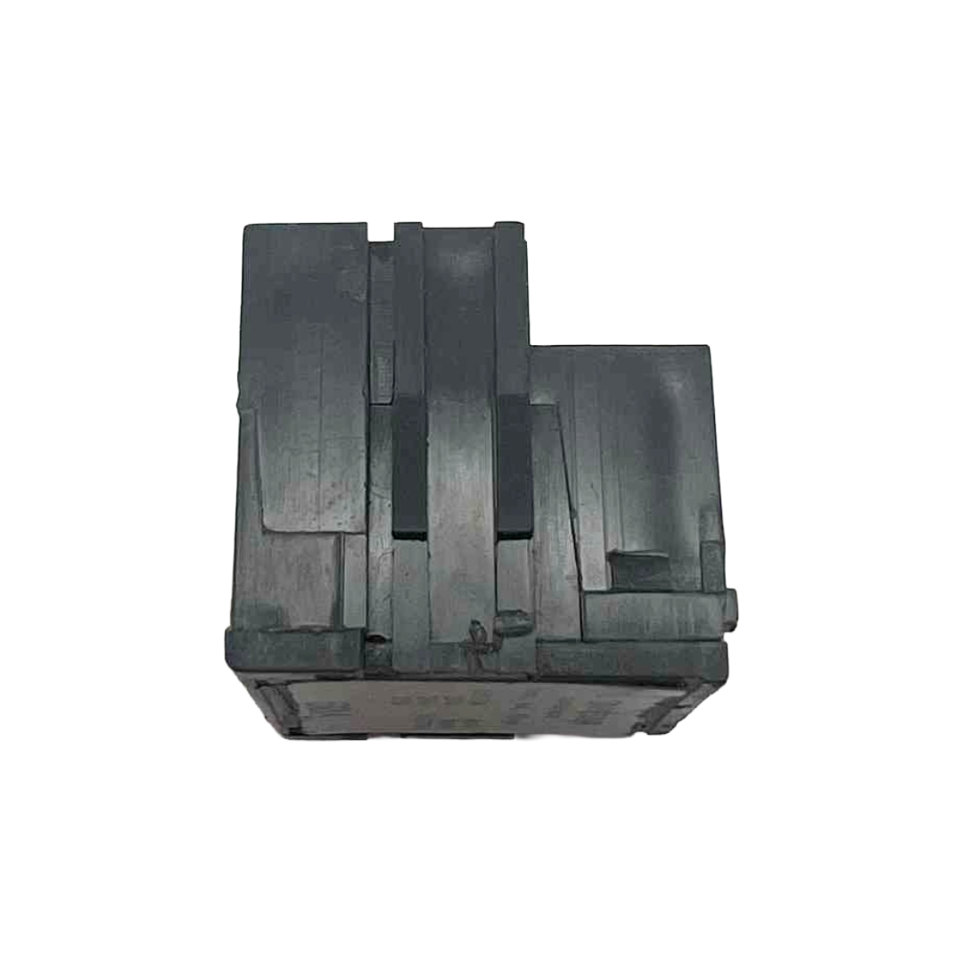 Stack of black metal brackets on a white background