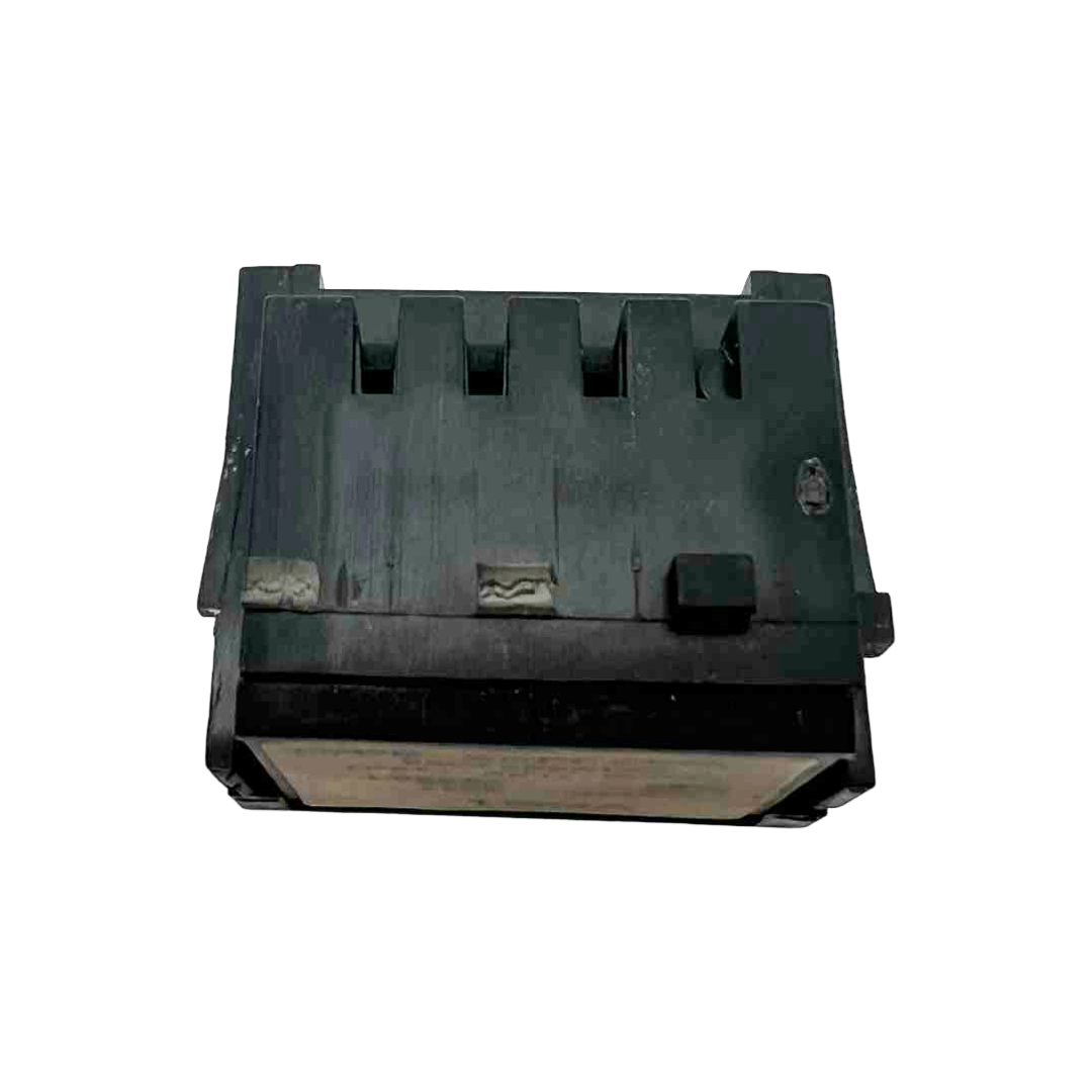 Black electronic component on a white background