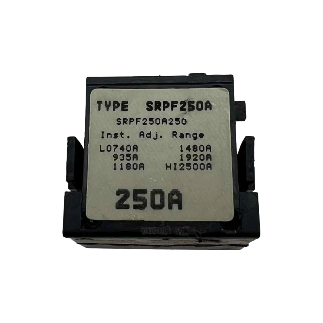Electrical breaker with model number SRPF250A on a white background