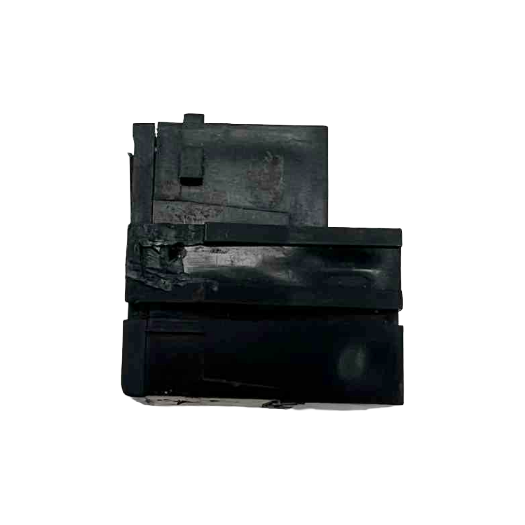 Black printer cartridge on a white background