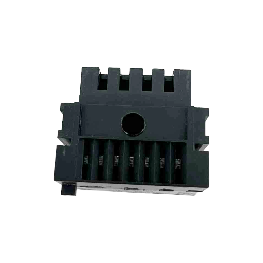 Black electronic component on a white background