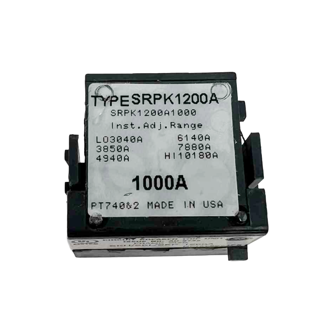 Electrical component with label 'TYPESRPK1200A' on a white background