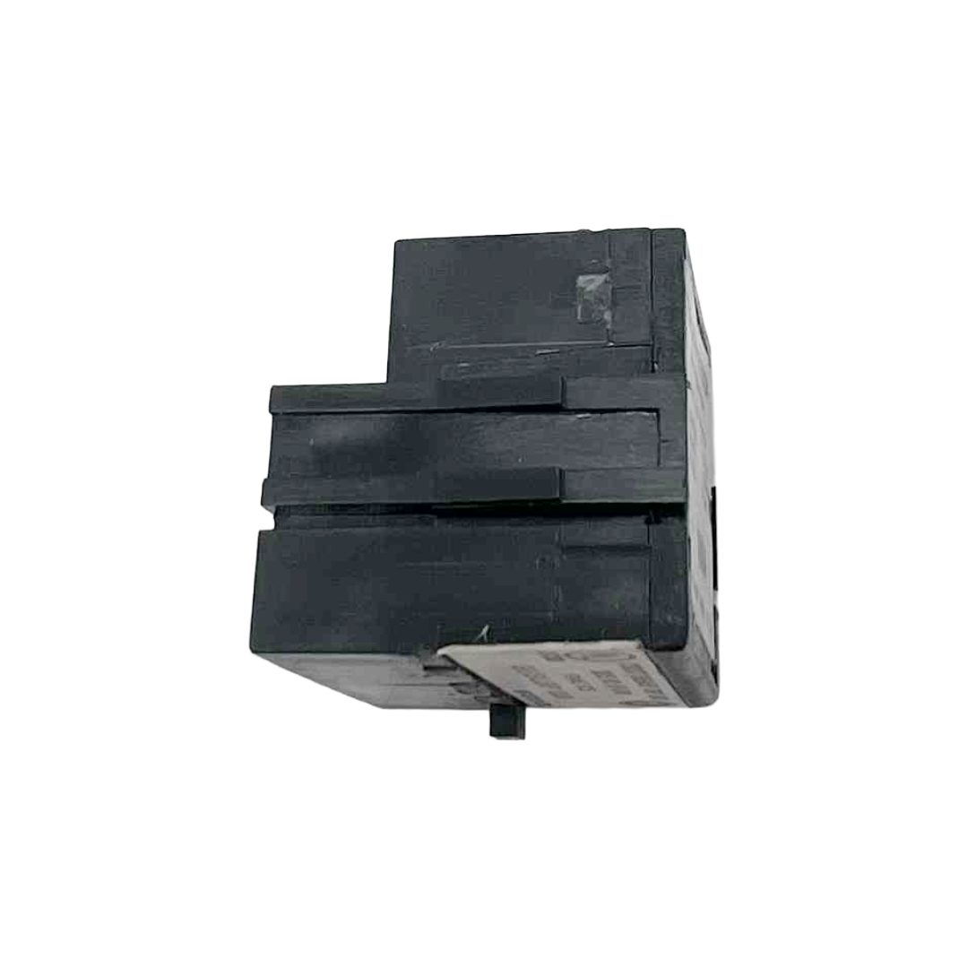 Black rectangular electronic component on a white background