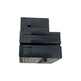Black electronic component on a white background