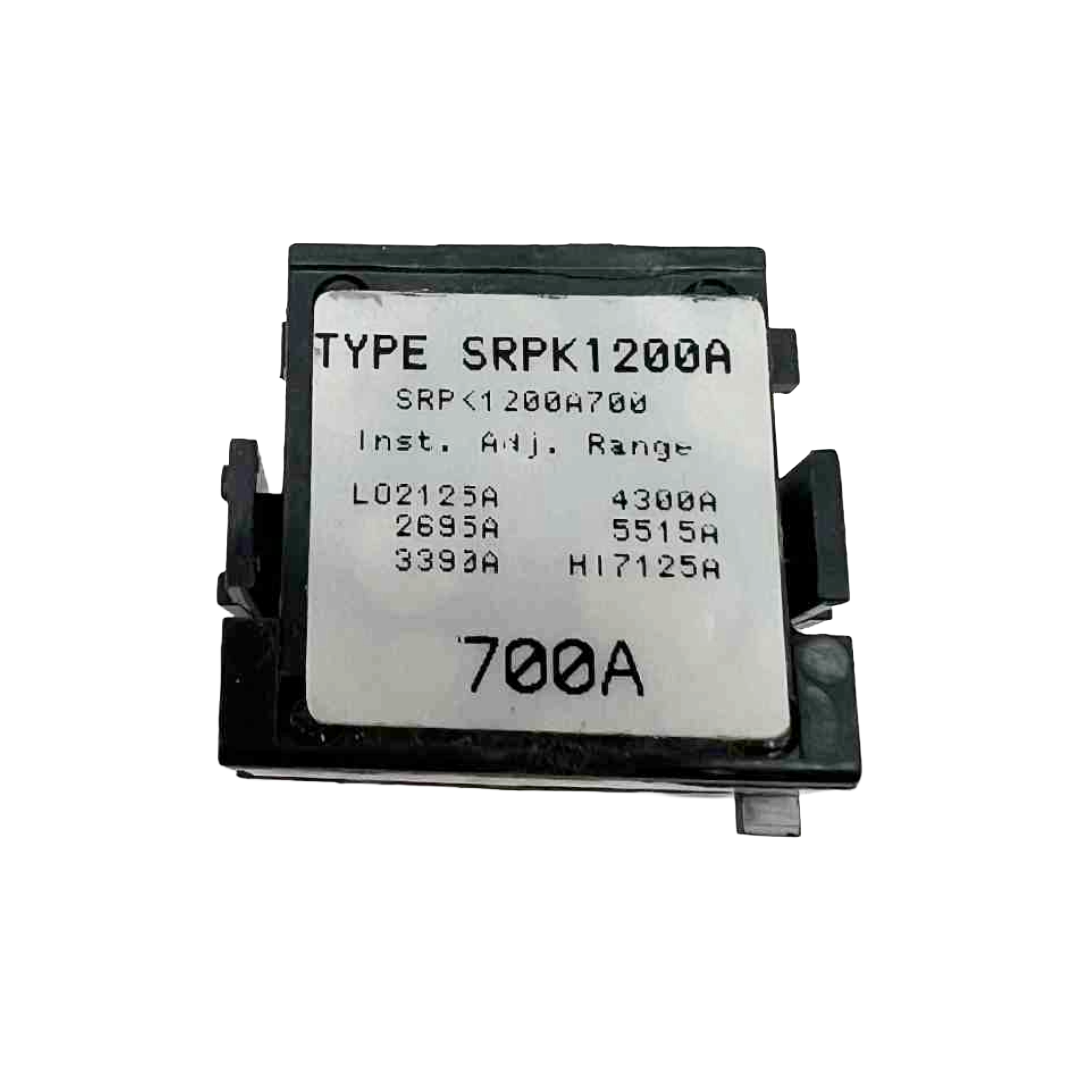 Electrical component with label 'TYPE SRPK1200A' on a white background
