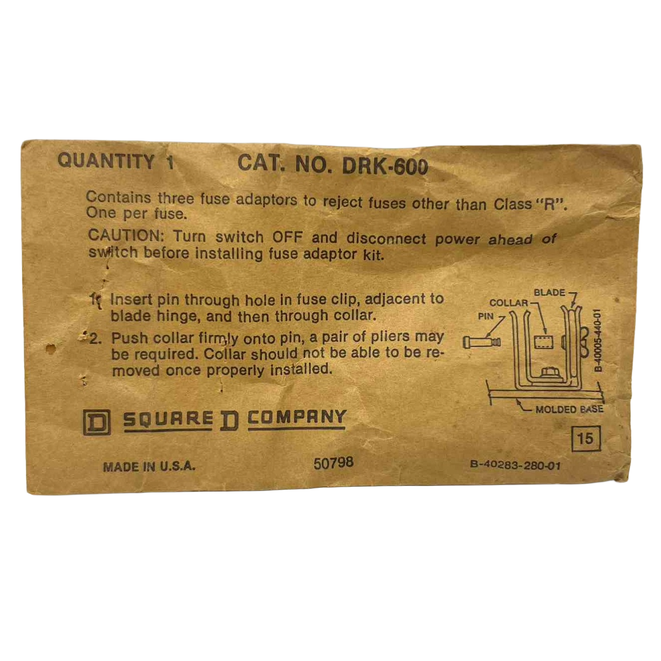 Schneider Electric DRK Class R 600 Amp Fuse Rejection Kit