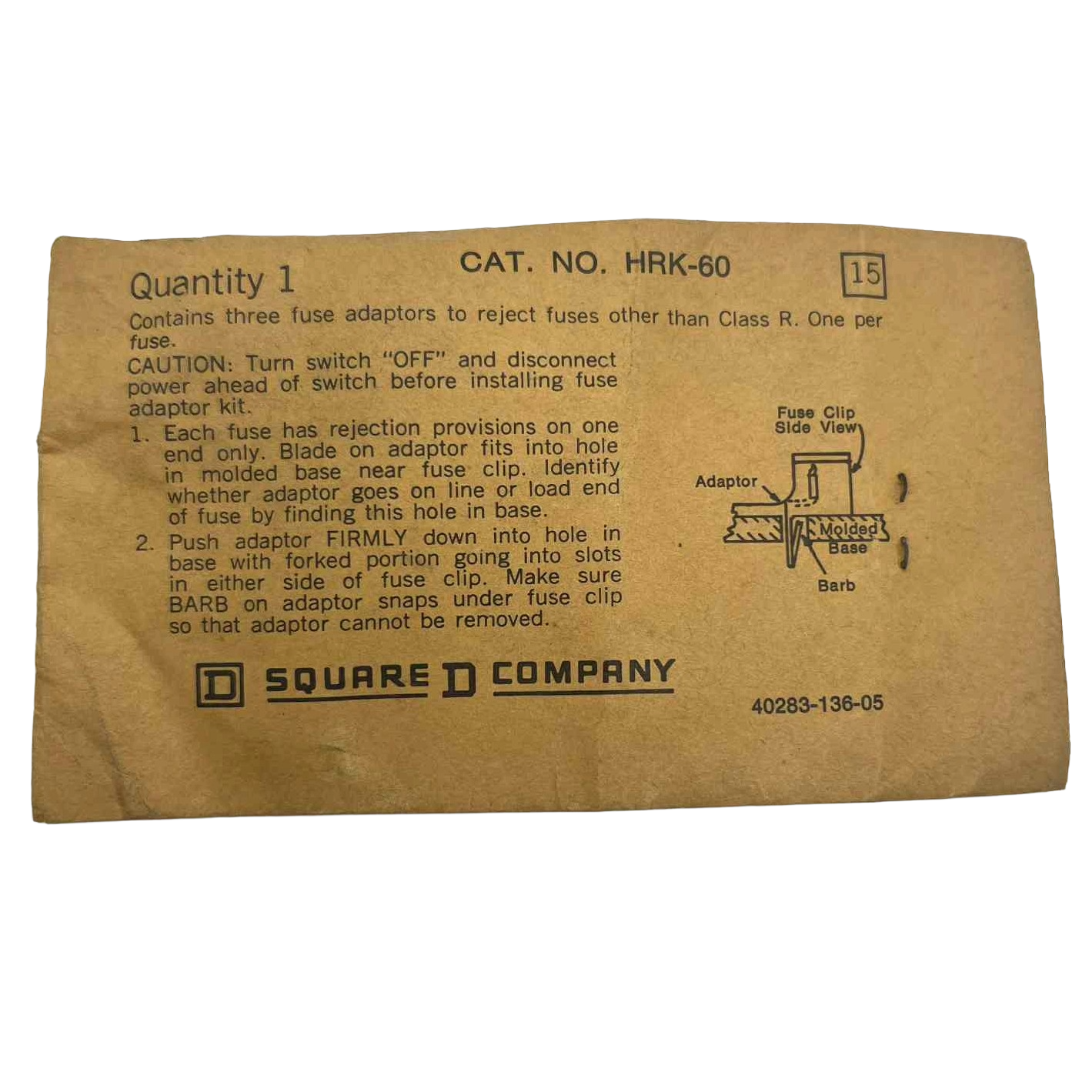 Schneider Electric HRK Type R, 60 Amp Fuse Rejection Kit