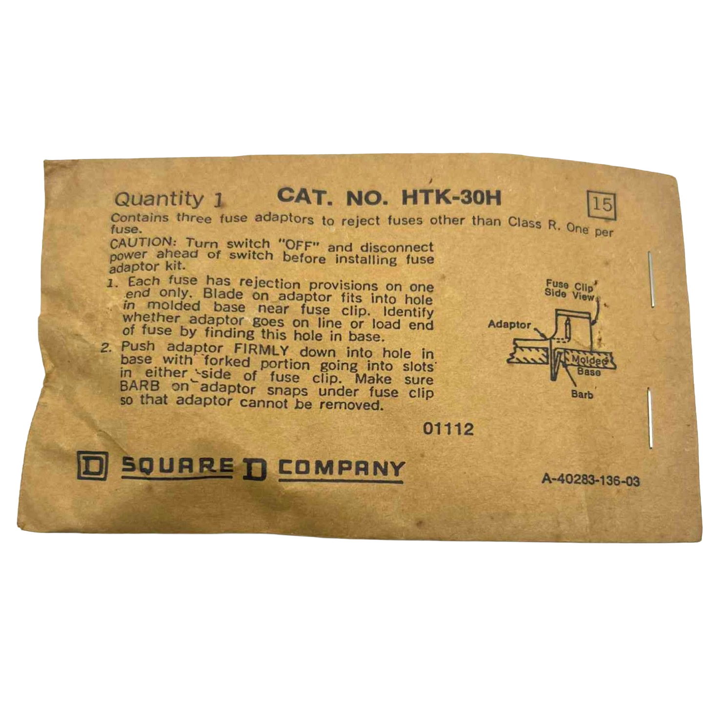 Schneider Electric HTK Type R Fuse Rejection Kit