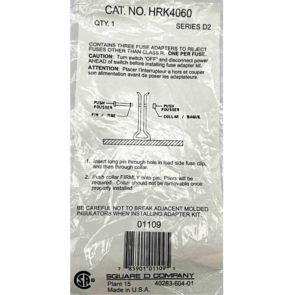 Schneider Electric HRK Type R, 400-600 Amp Fuse Rejection Kit