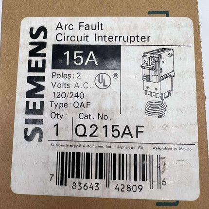 Siemens Q215AF - 15 Amp Arc Fault Circuit Breaker