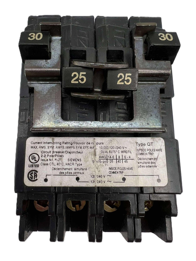 Siemens Q23025CT2 - 30/25 Amp Quad Circuit Breaker