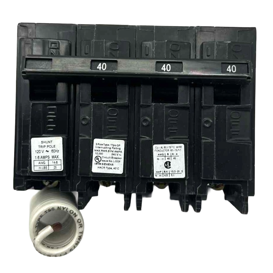 Siemens 40 Amp, 3 Pole Circuit Breaker with 120V Shunt Trip