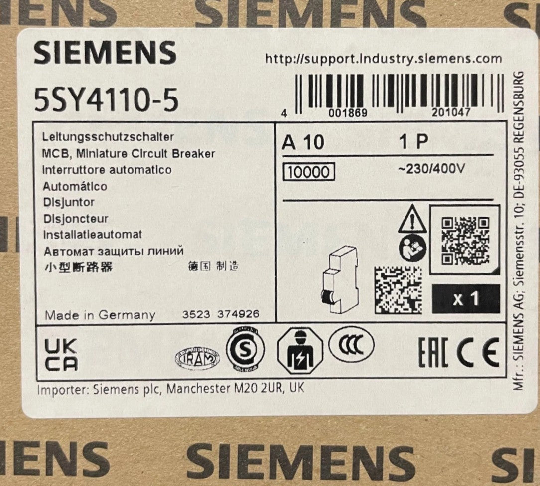 Siemens 5SY4110-5 Circuit Breaker