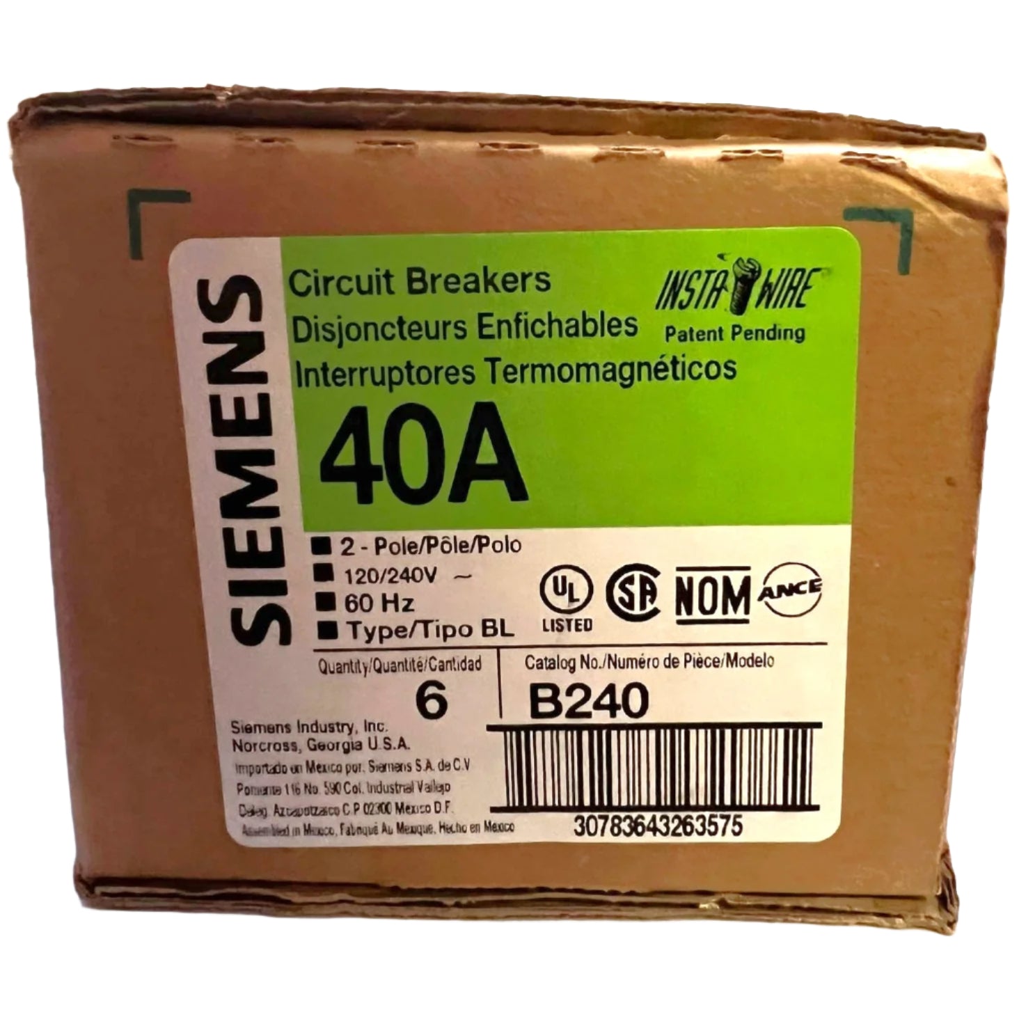 Siemens Type BL 40 Amp Bolt-On Circuit Breaker