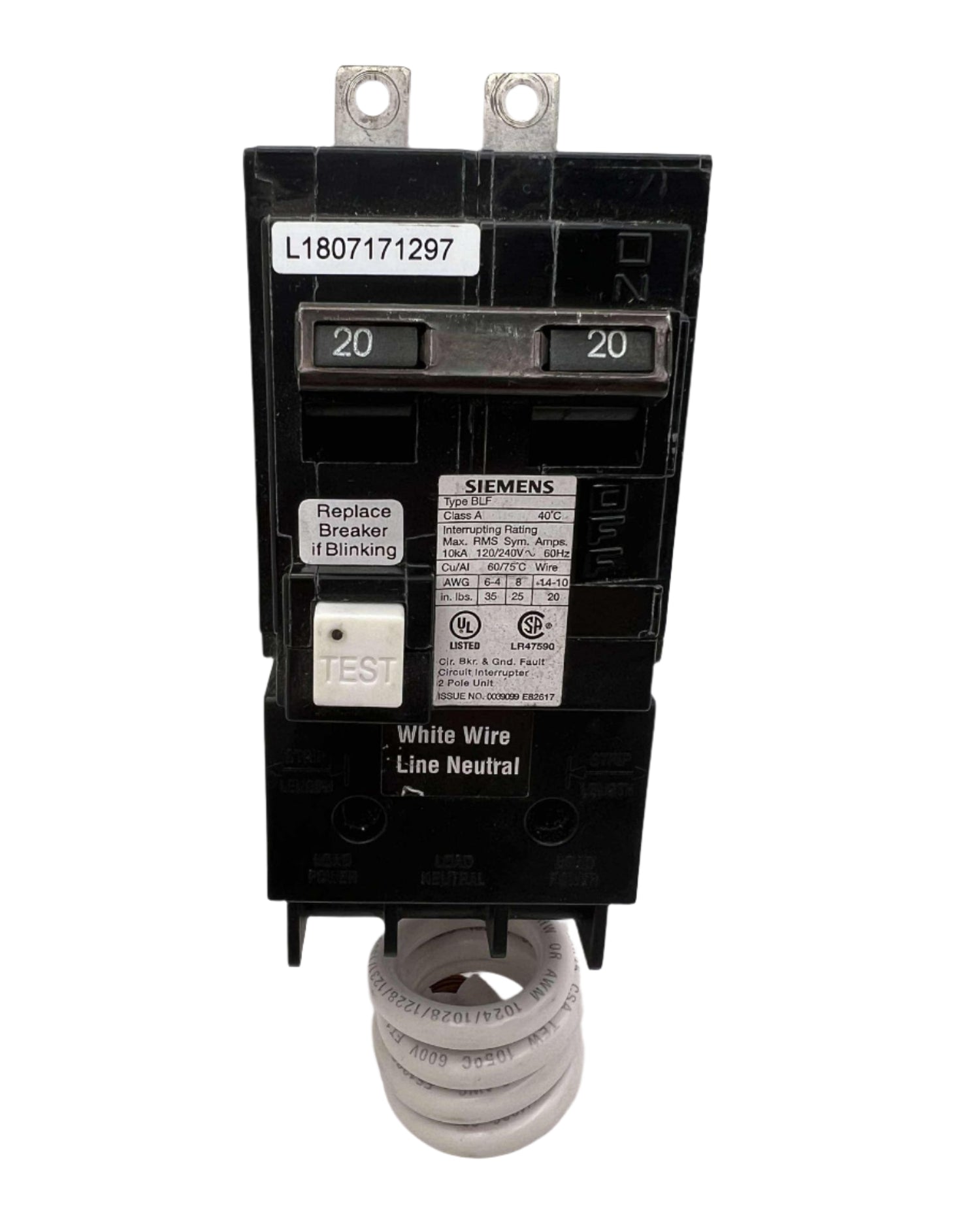 Siemens BF220A - 20 Amp Ground Fault Bolt-On Circuit Breaker