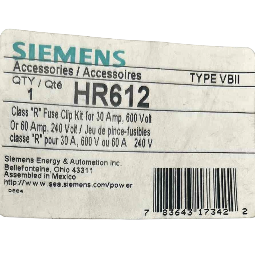 Siemens Class R 30/60 Amp, 600V Fuse Rejection Kit