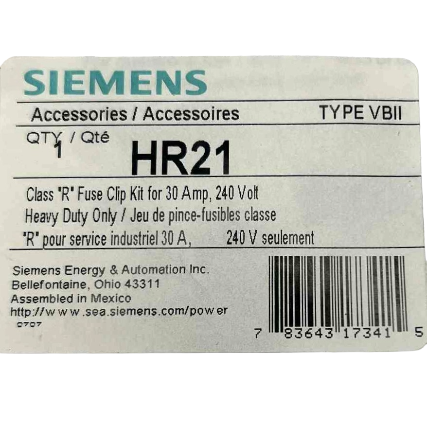 Siemens Class R 30 Amp, 240V Fuse Rejection Kit