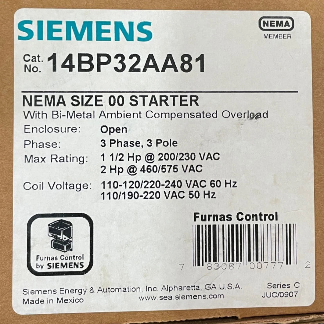 Siemens NEMA Size 00 Starter