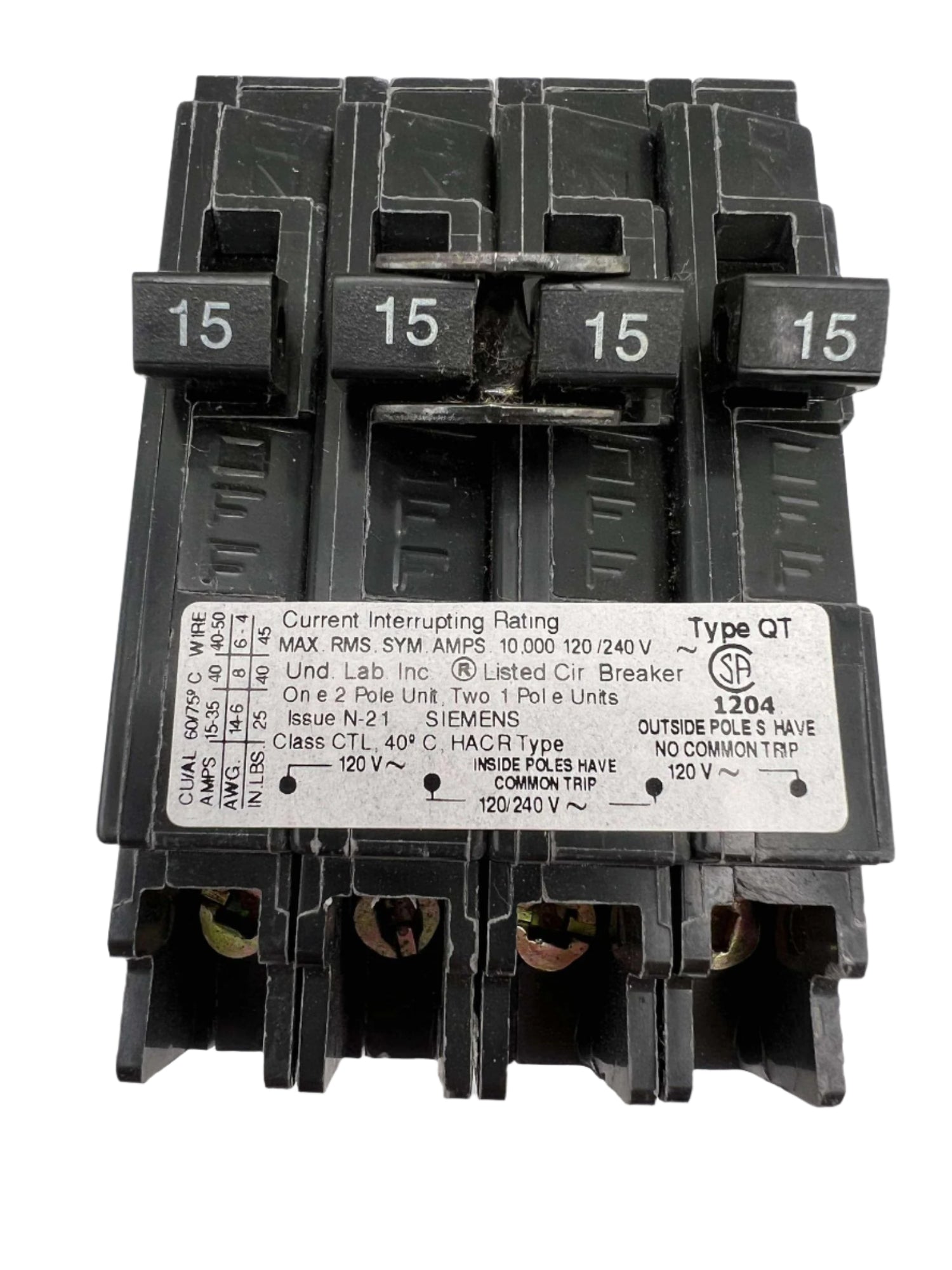 Siemens Q 15 Amp CT Triplex Circuit Breaker