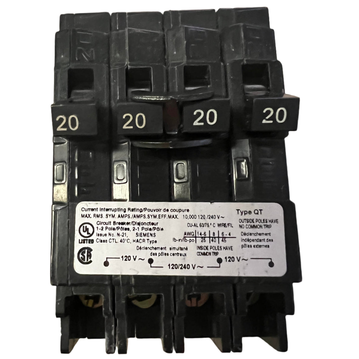 Siemens Q22020CT - 20 Amp Triplex Circuit Breaker