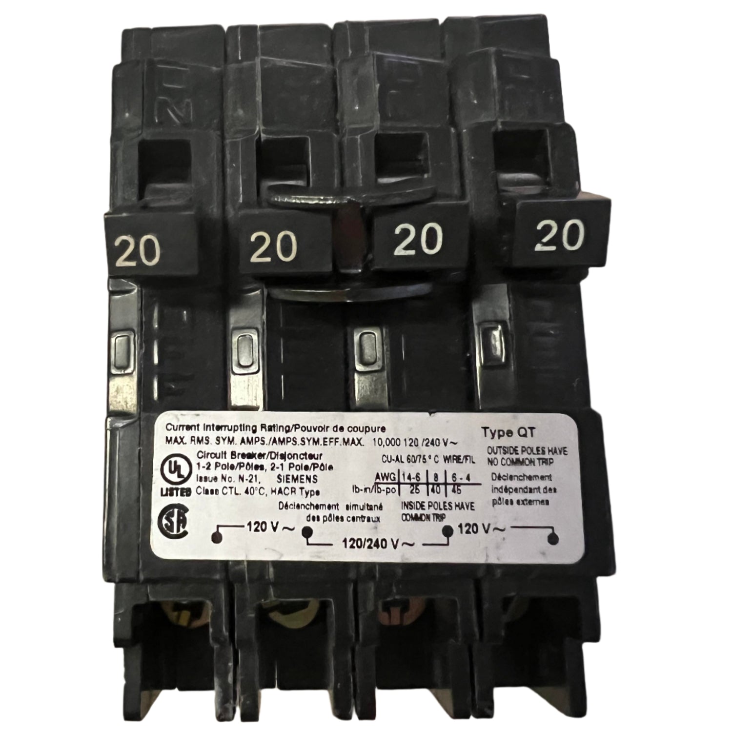 Siemens Q 20 Amp CT Triplex Circuit Breaker
