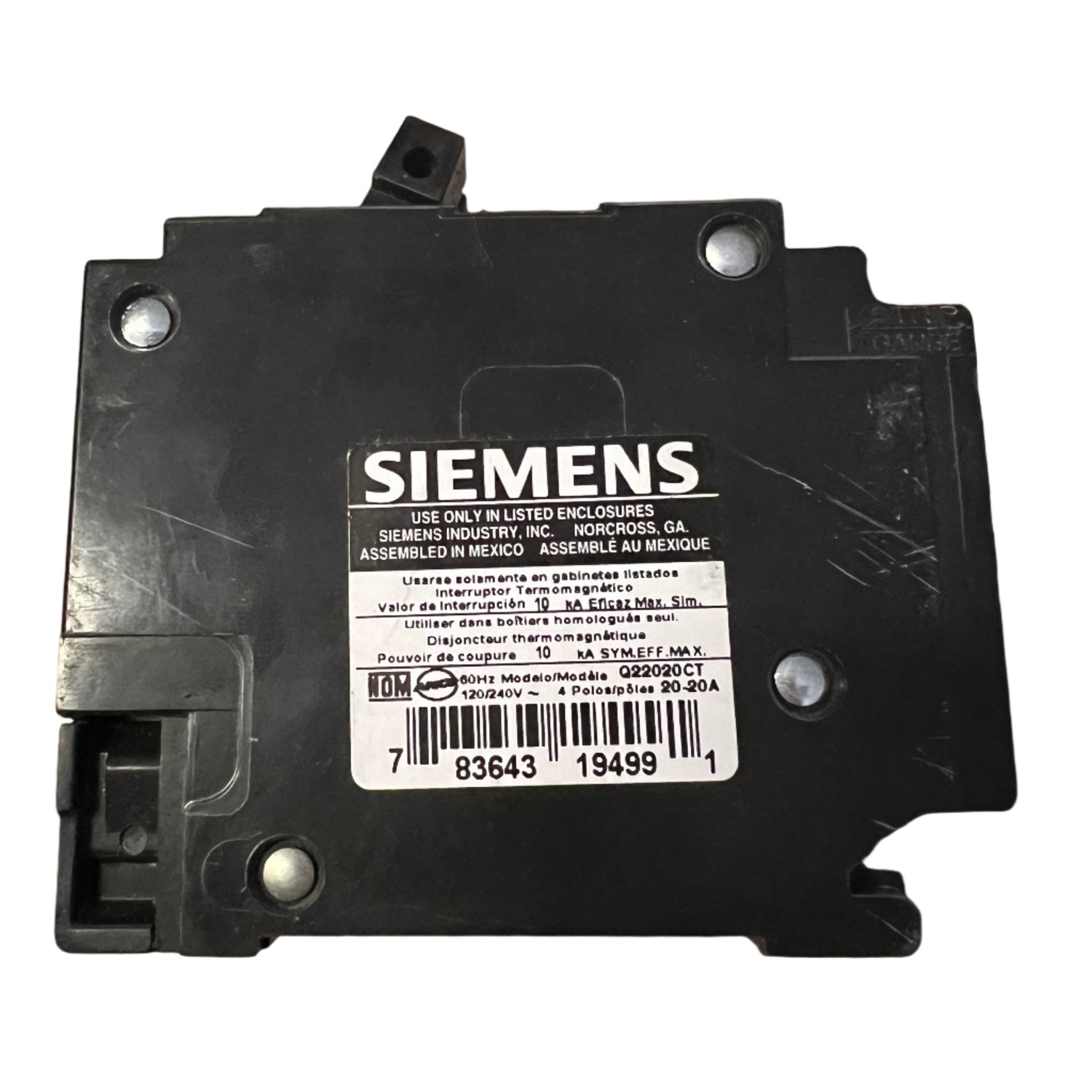 Siemens Q 20 Amp CT Triplex Circuit Breaker